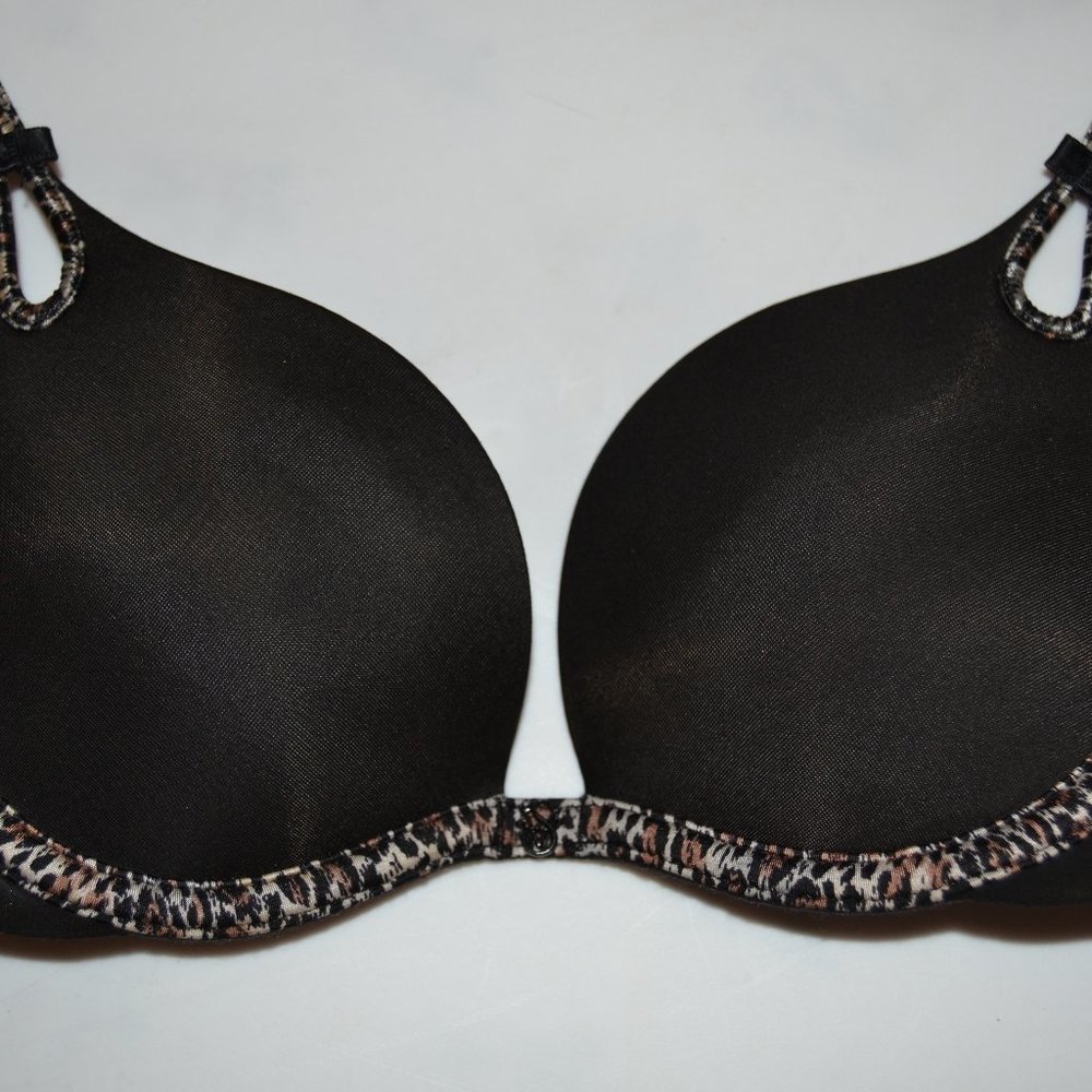Victoria's Secret Sexy Little Things padded black & leopard bra 32A EUC